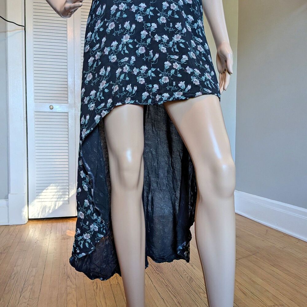 Vintage 90s All That Jazz Floral Midi Dress Hi Lo Whimsigoth Cottage Size XL - Picture 5 of 8